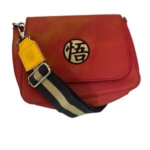 Loungefly Dragon ball Z  Red crossbody With Multi Colored Strap Handbag !!